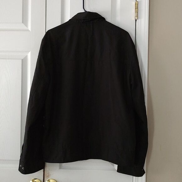 Perry Ellis Black Water Resistant Zip Rain Jacket Coat Sz L - Picture 4 of 6